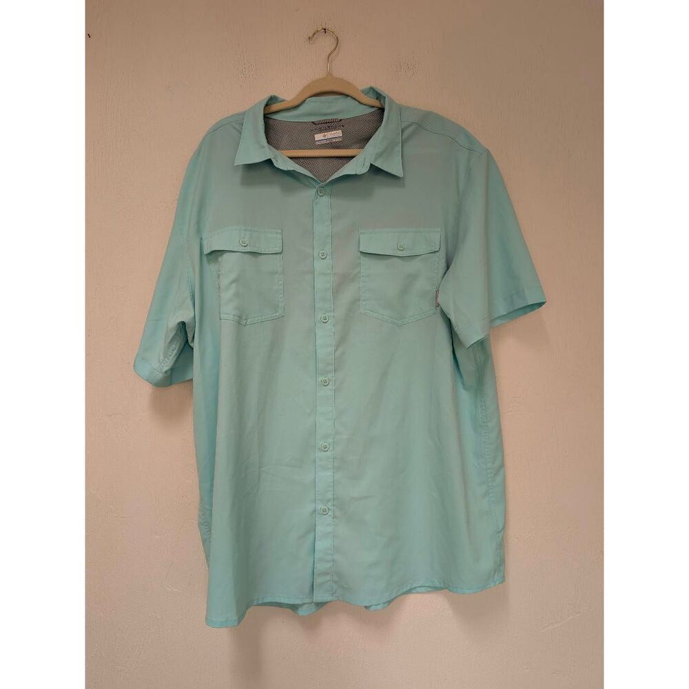 Columbia Mens Omni-Shade Sun Protection Button-up Fishing Shirt Mint Green XXL